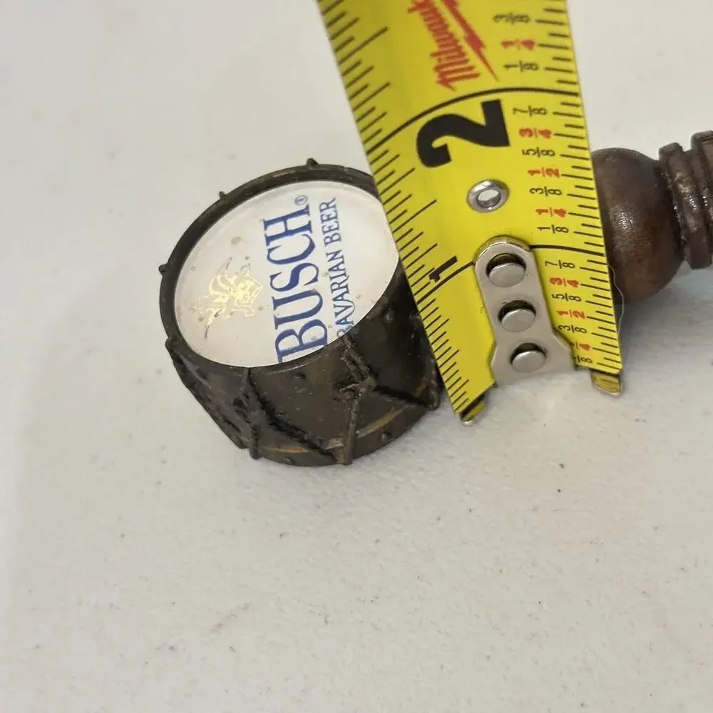 Vintage Busch Bavarian Beer Keg Handle Wooden Drum Double Sided Tap Handle 4.25”